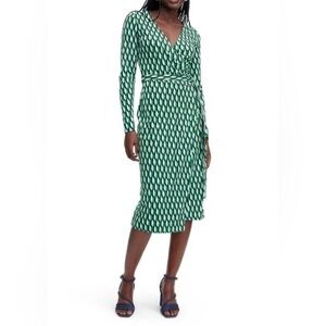 Diane Von Furstenberg | Green and White Wrap Dress